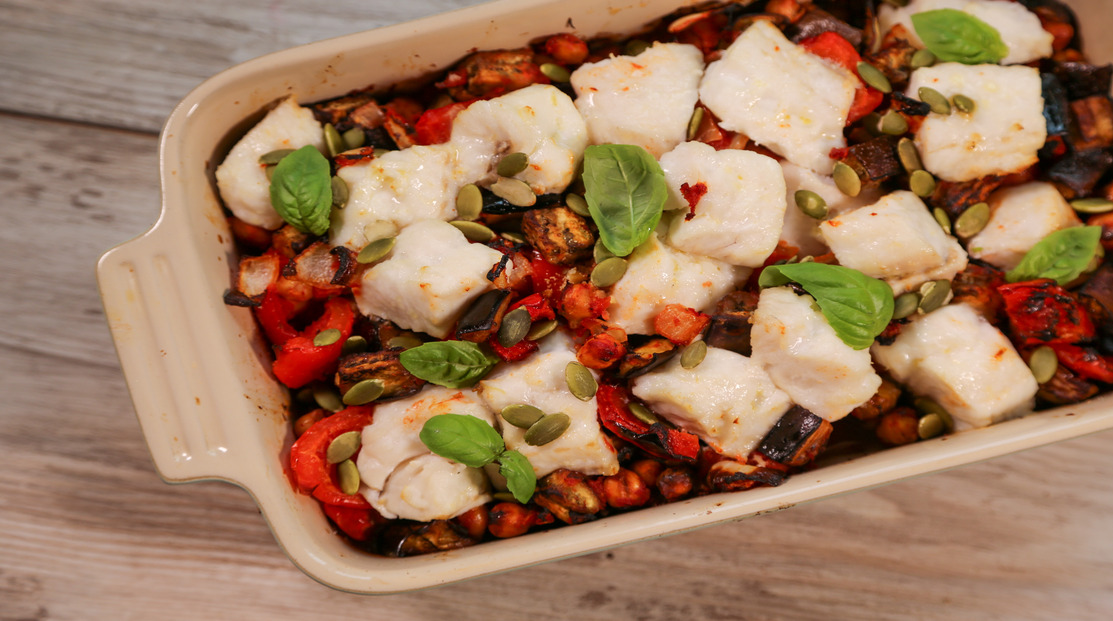 Hake and Chickpea Traybake